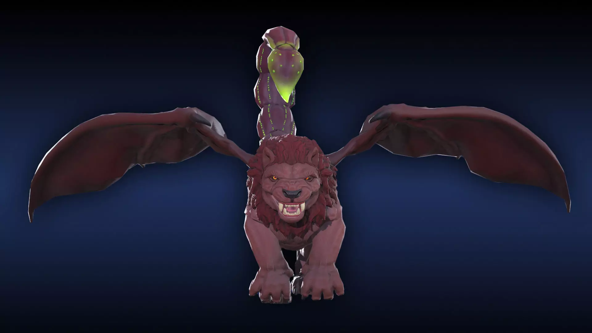 Manticore dragon with wings Low-poly 3D model_0
