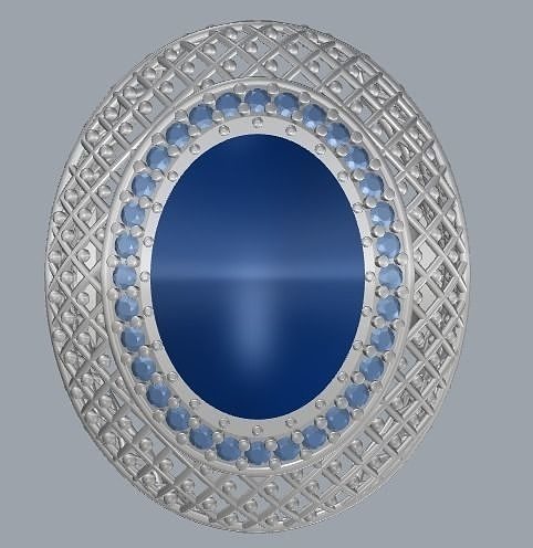 Oval Cabochon Silver Cocktail Designer Ring Jewelry 3D print model