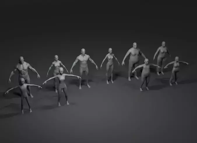 Human Body Base Mesh 10 3D Models Pack 20k Polygons 3D Model Collection
