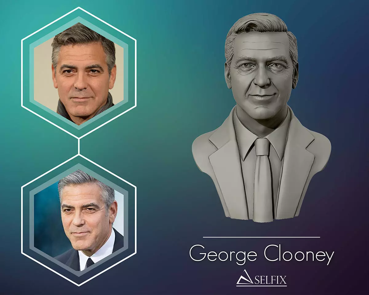 George Clooney bust sculpture 3D print model