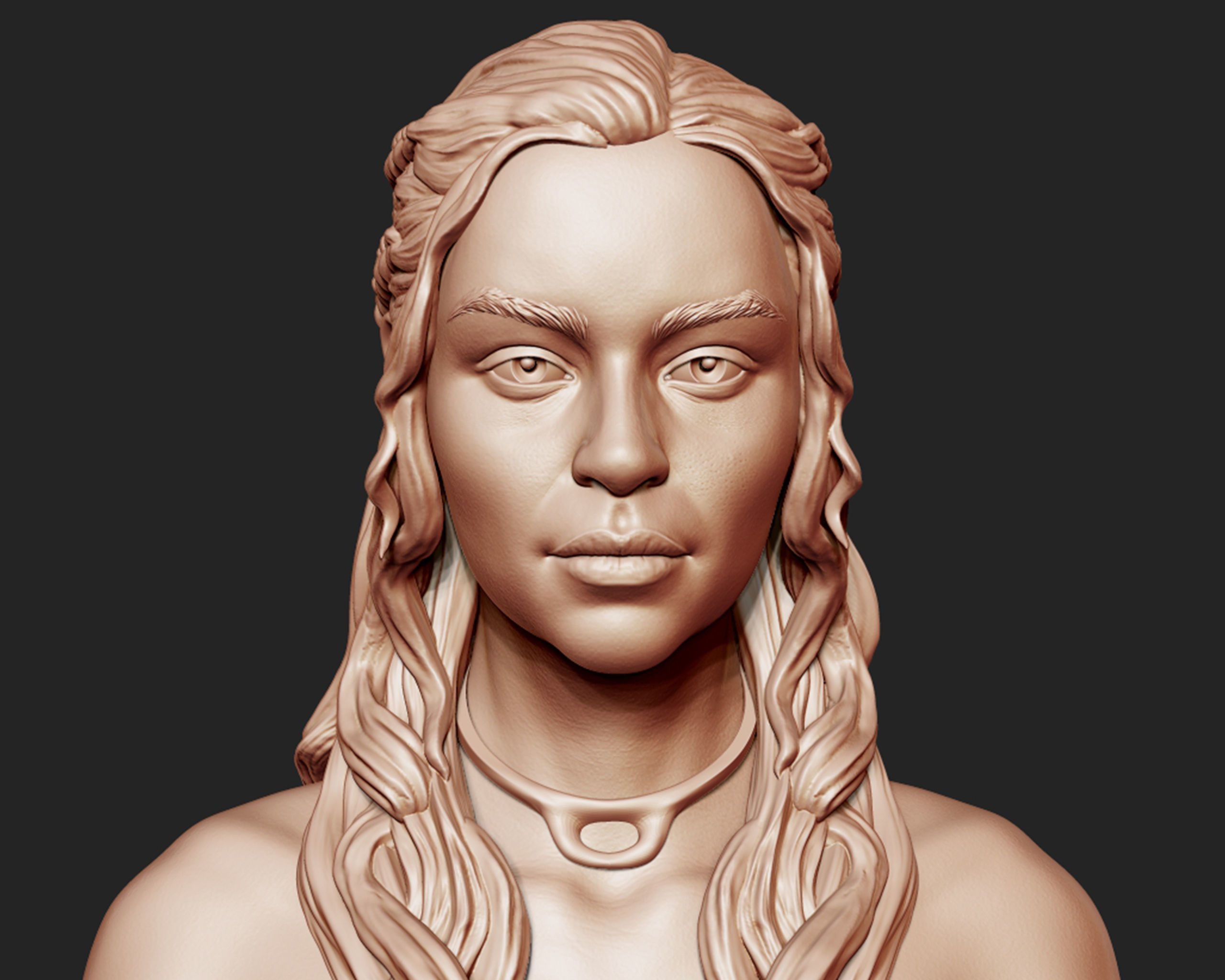 Emilia Clarke portrait Sculpture 3D print model_6