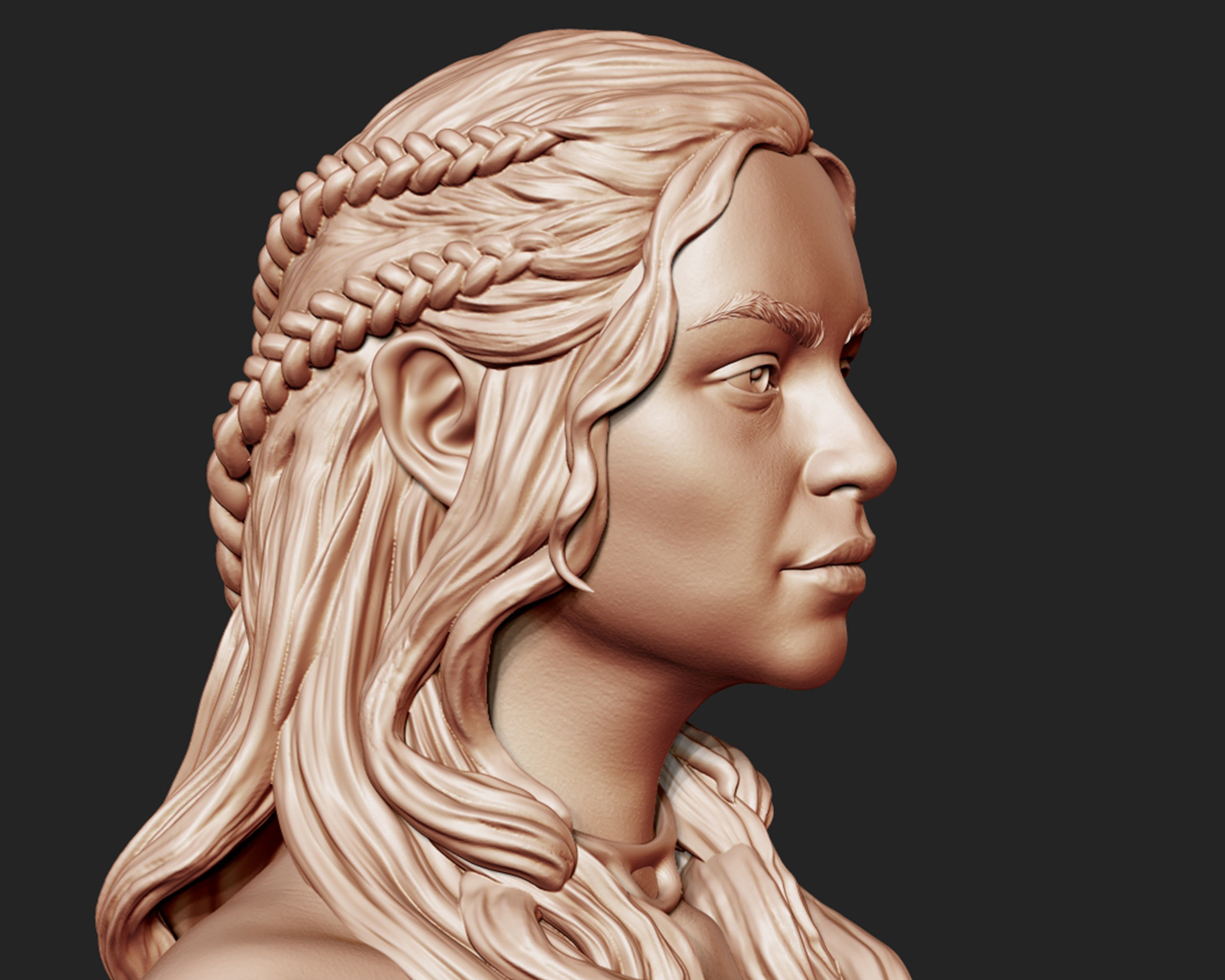 Emilia Clarke portrait Sculpture 3D print model_8