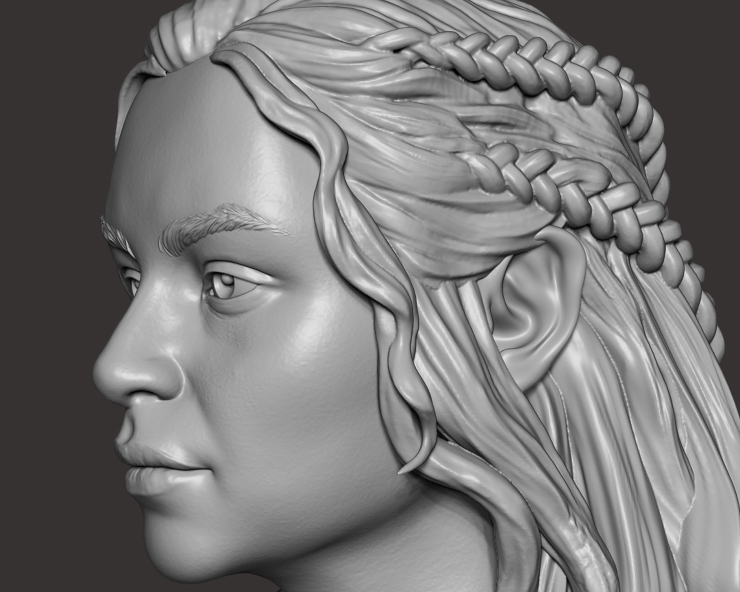 Emilia Clarke portrait Sculpture 3D print model_12
