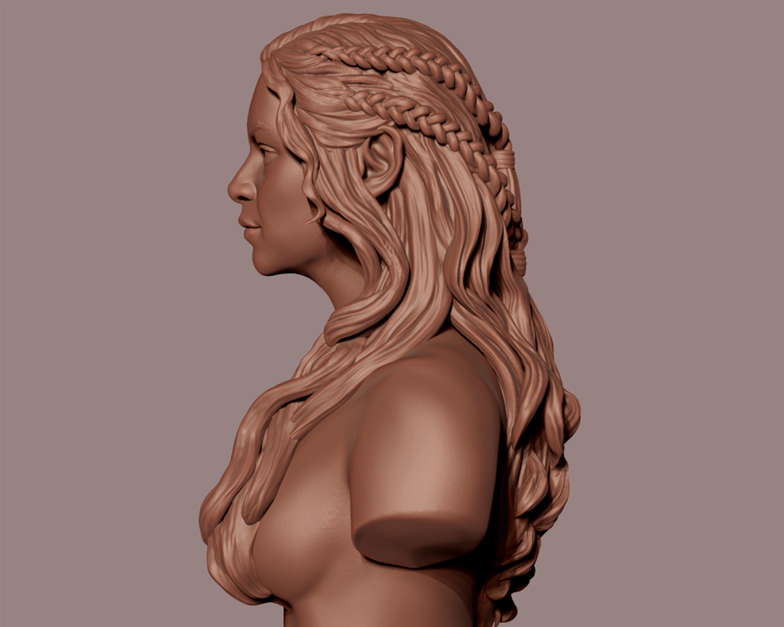 Emilia Clarke portrait Sculpture 3D print model_5