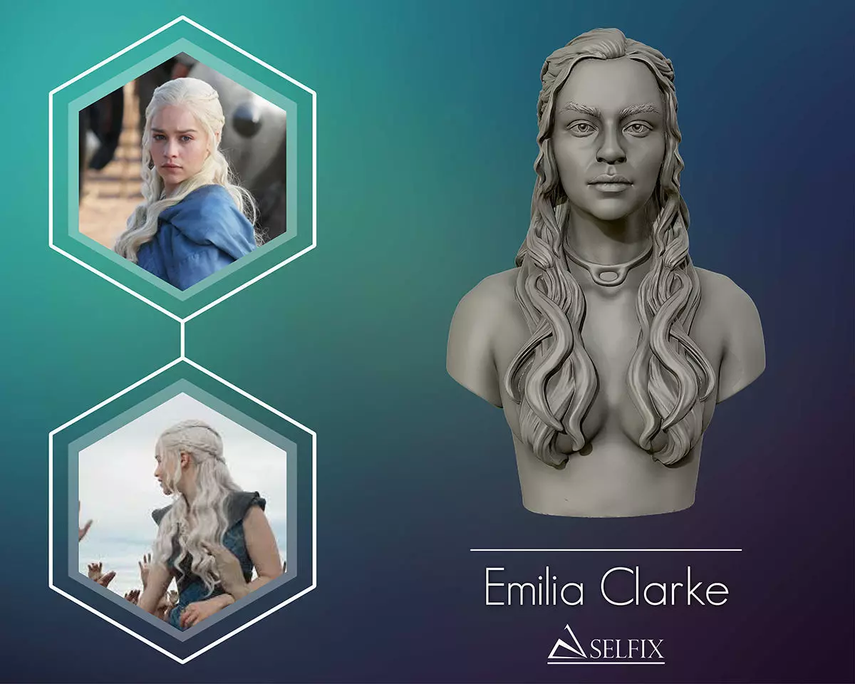 Emilia Clarke portrait Sculpture 3D print model_0