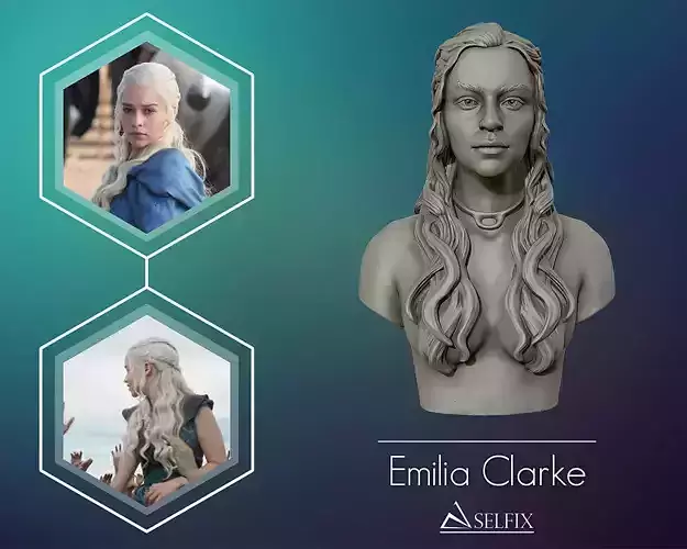 Emilia Clarke portrait Sculpture 3D print model