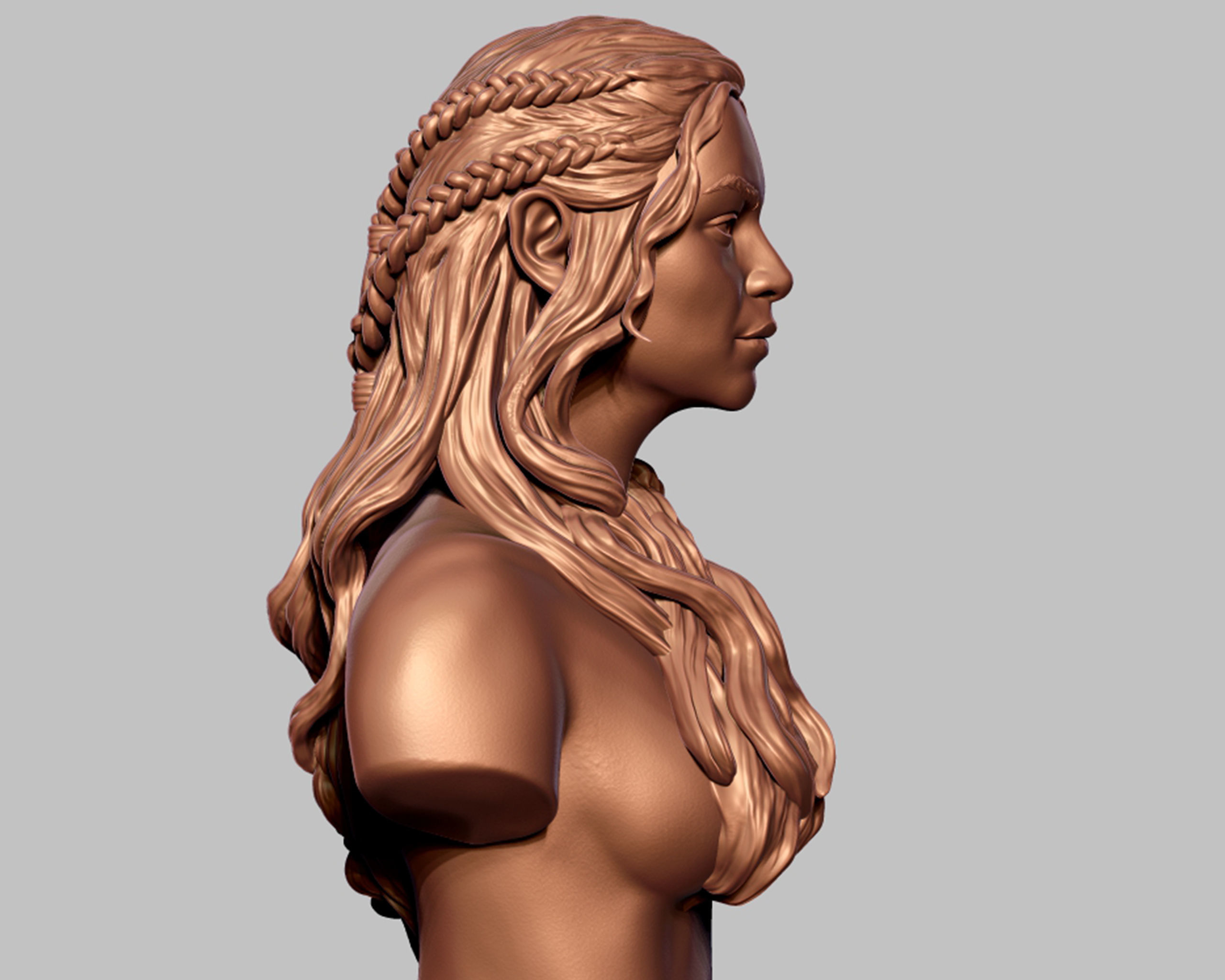 Emilia Clarke portrait Sculpture 3D print model_3