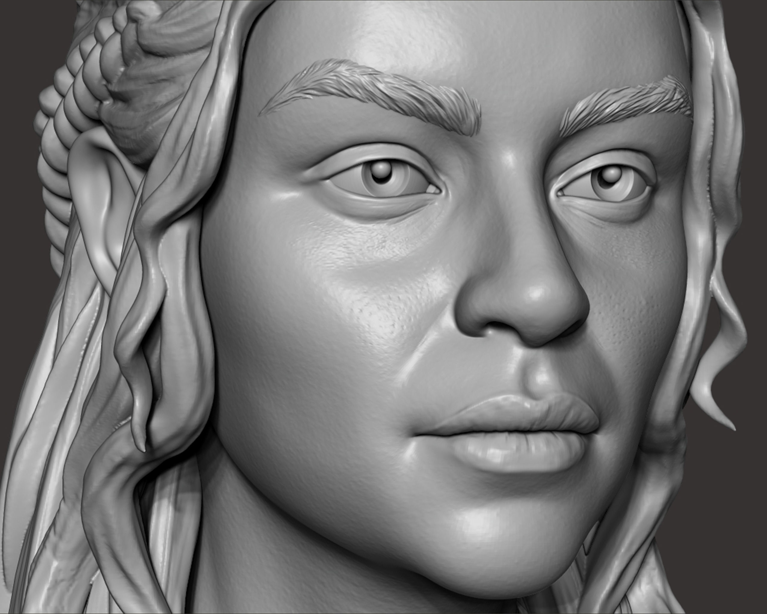 Emilia Clarke portrait Sculpture 3D print model_10