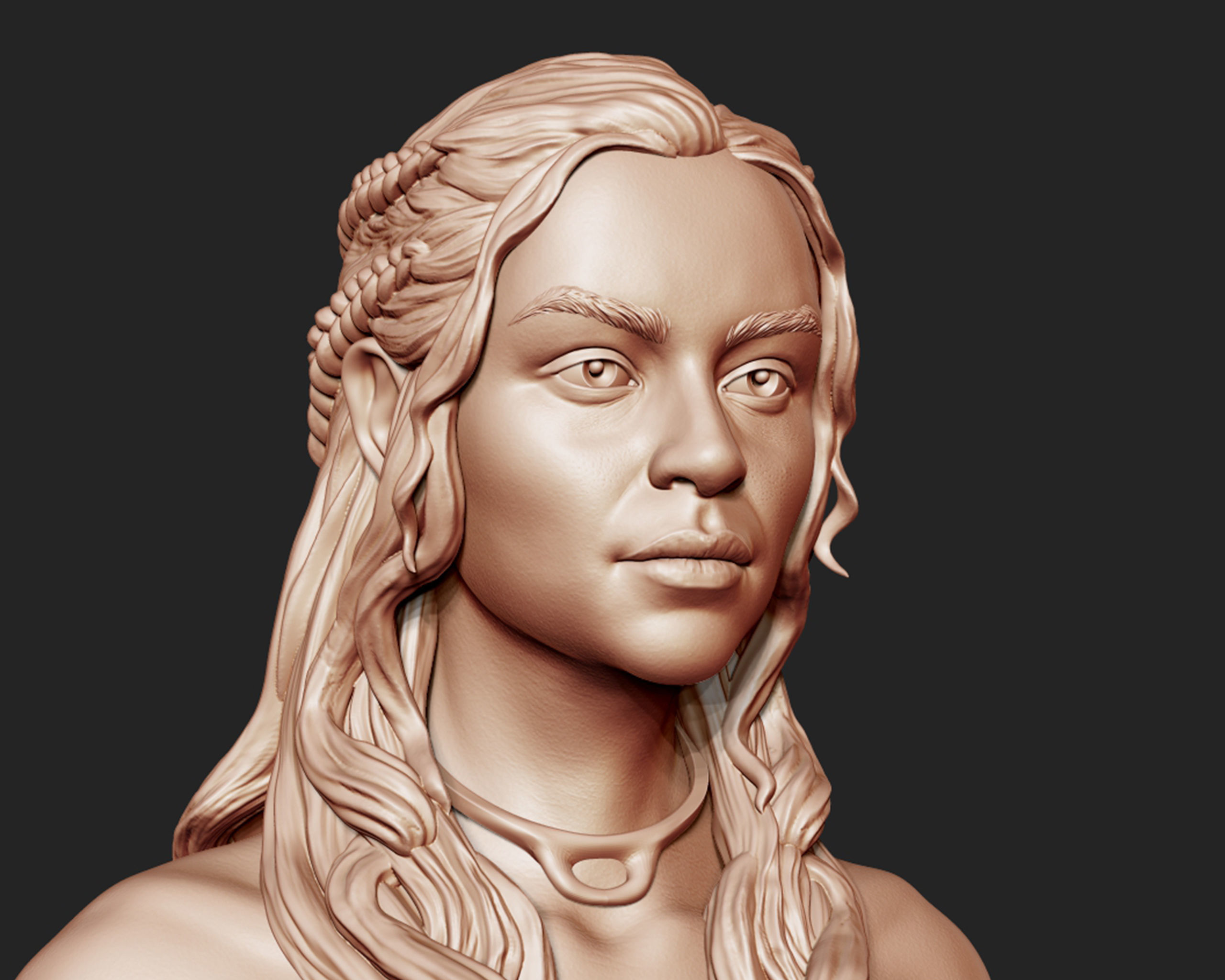 Emilia Clarke portrait Sculpture 3D print model_7