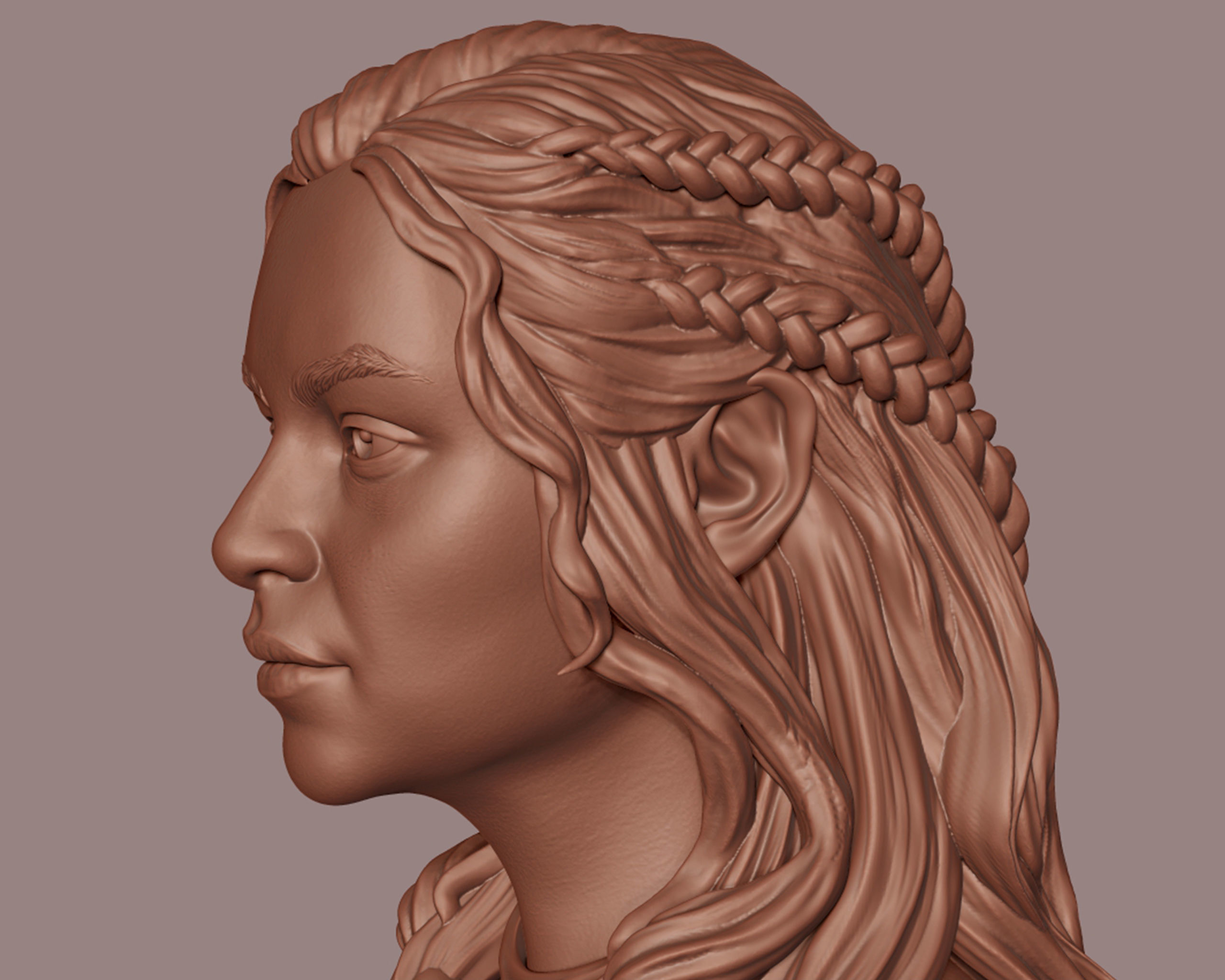 Emilia Clarke portrait Sculpture 3D print model_18