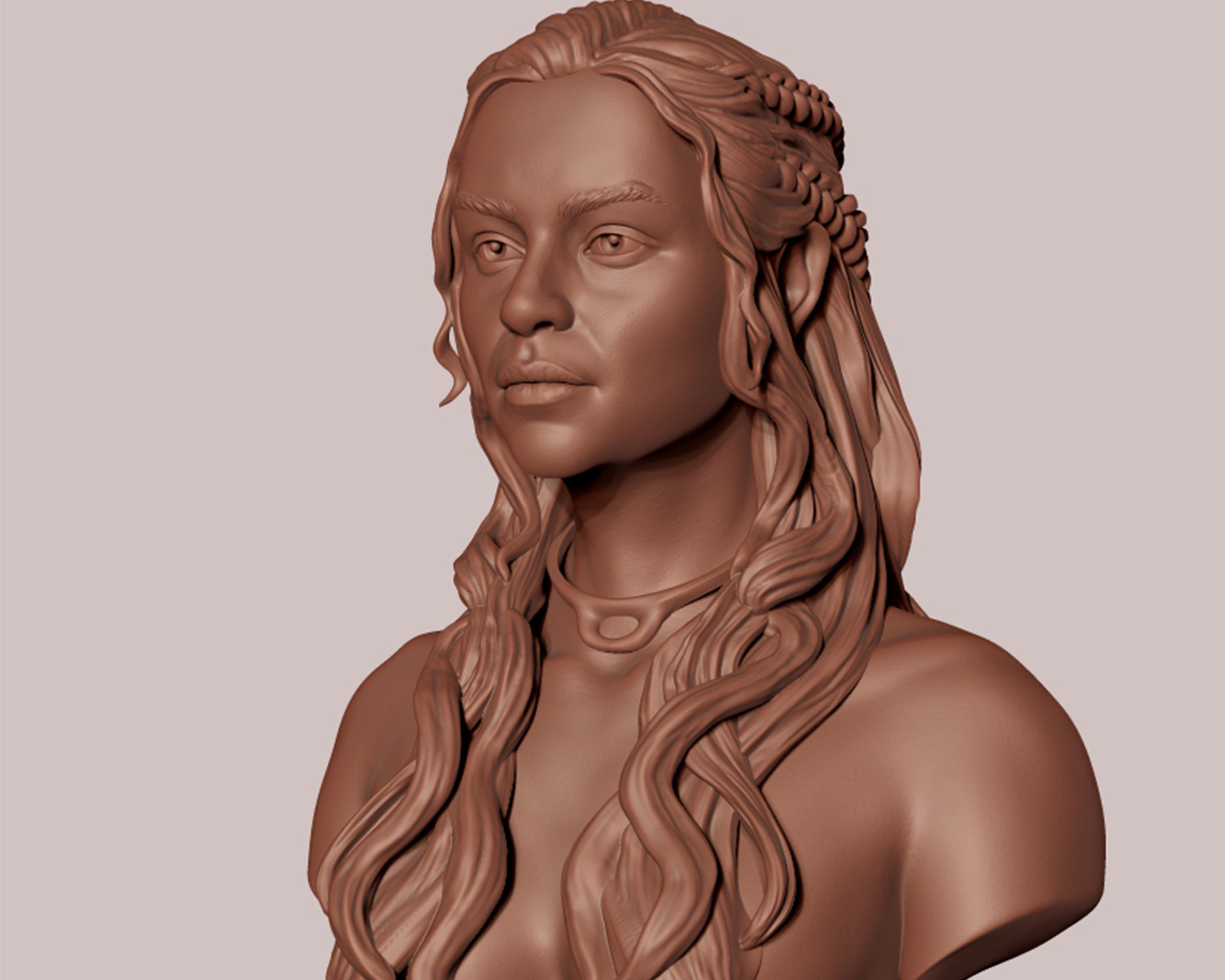 Emilia Clarke portrait Sculpture 3D print model_4