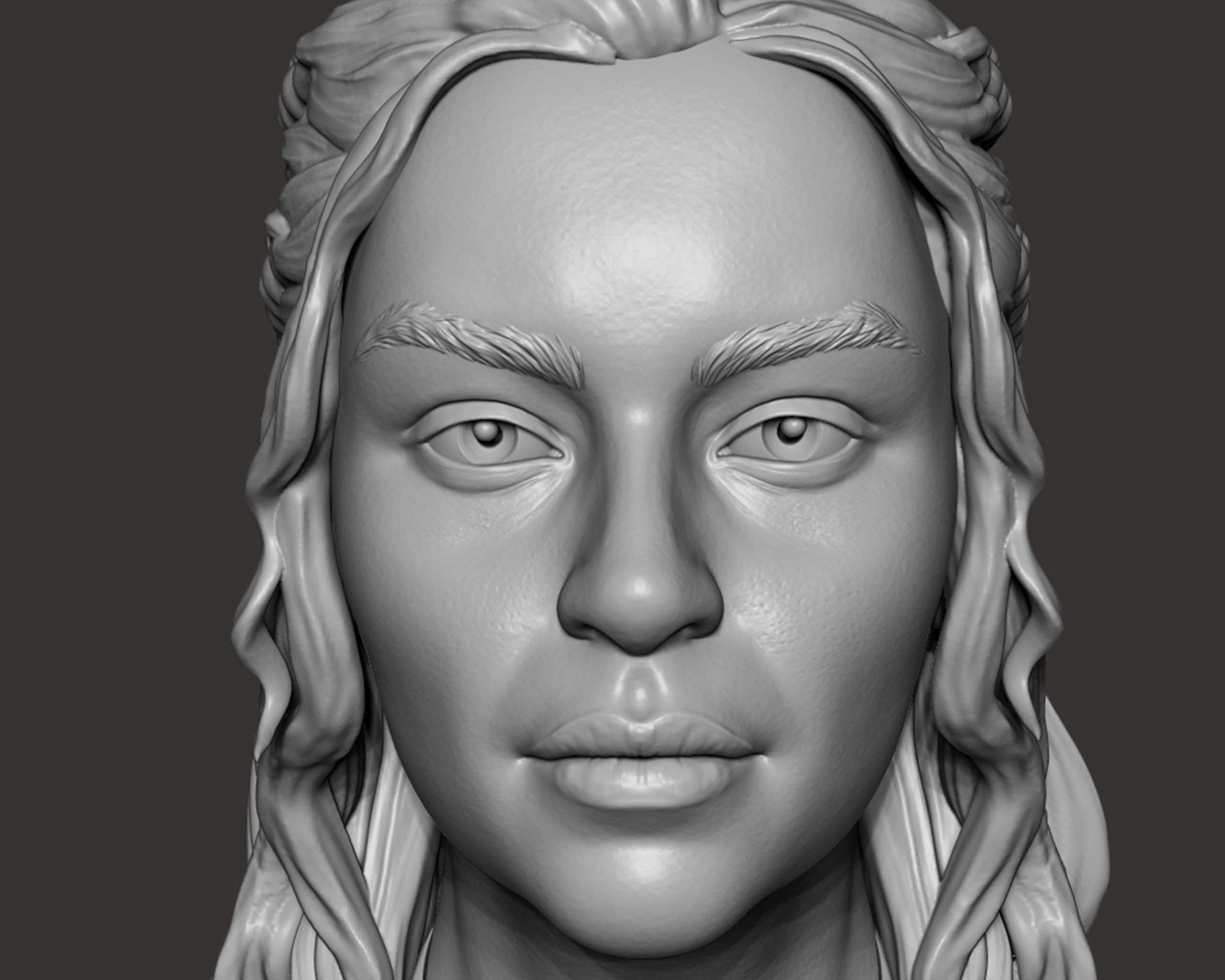 Emilia Clarke portrait Sculpture 3D print model_11
