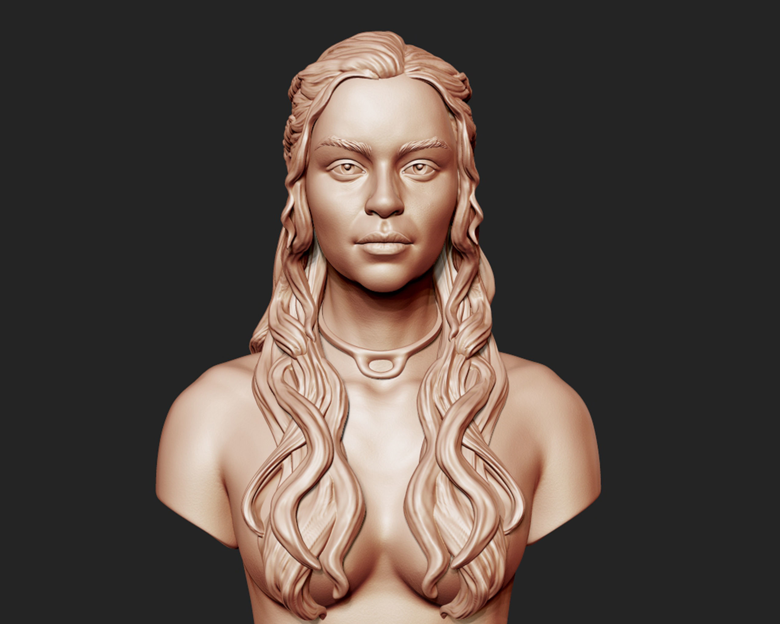 Emilia Clarke portrait Sculpture 3D print model_9
