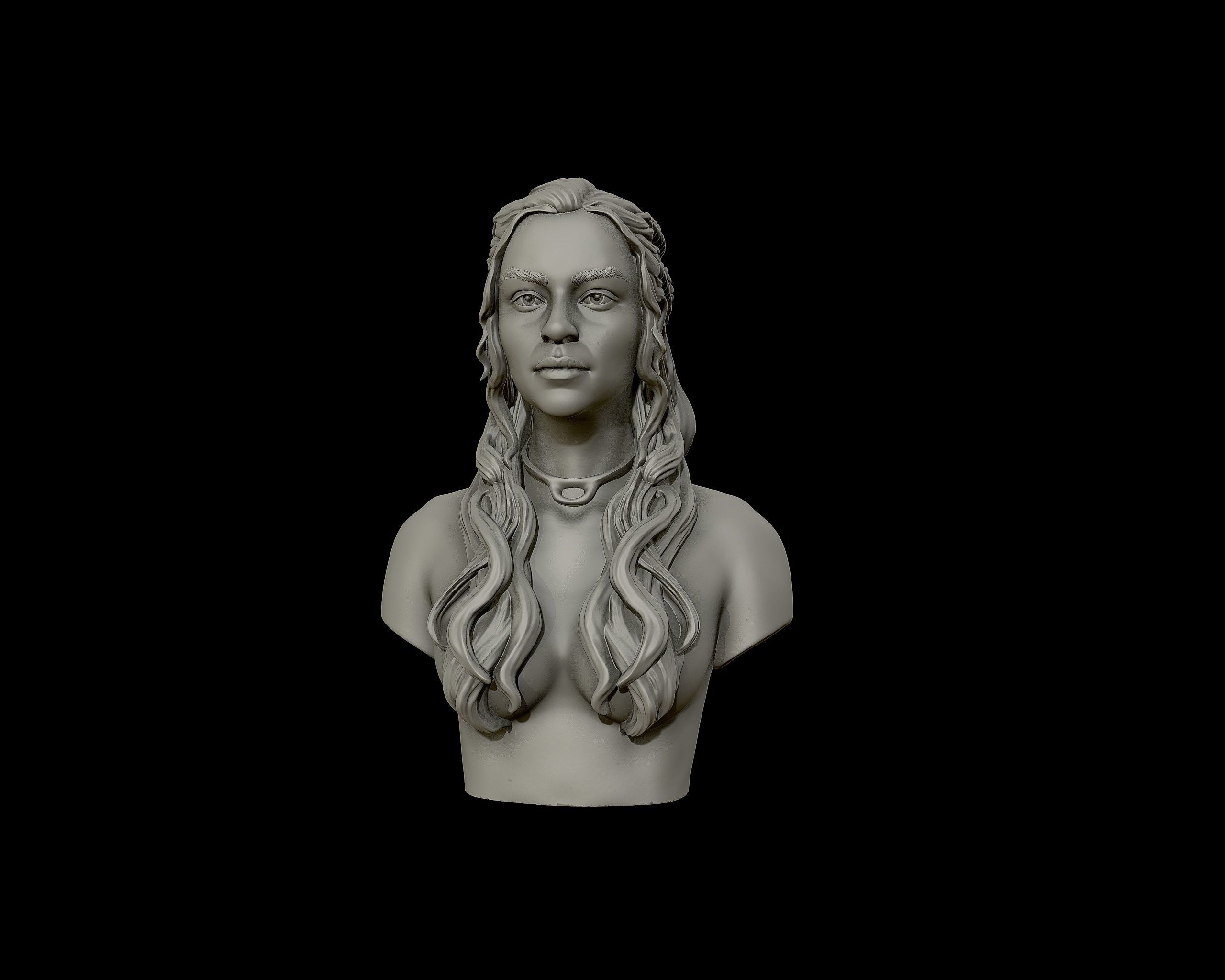 Emilia Clarke portrait Sculpture 3D print model_25