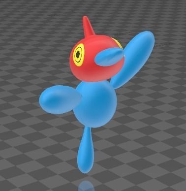 Pokemon Porygon Z 3D Model 70 mm with Base 3D print model_1