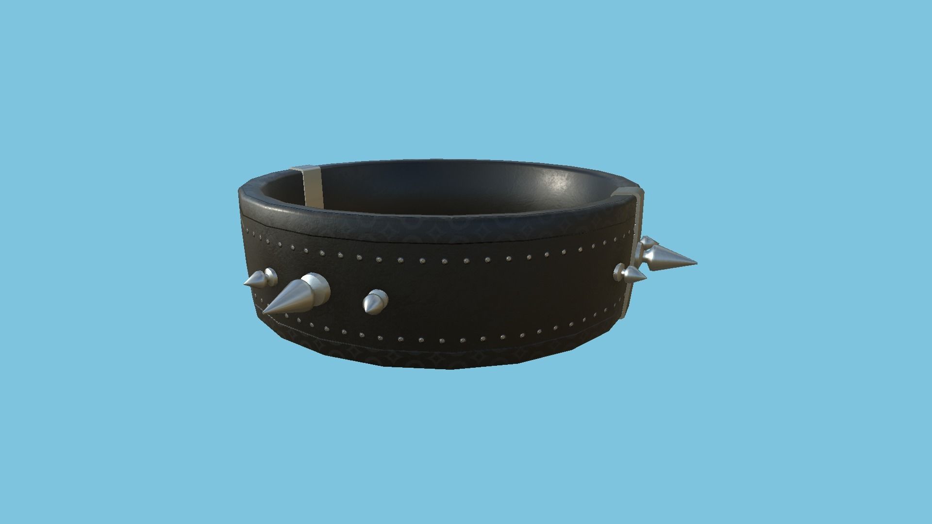 Gothic Choker Collar 01 Black Metal - Character Design Fashion Low-poly 3D model_2