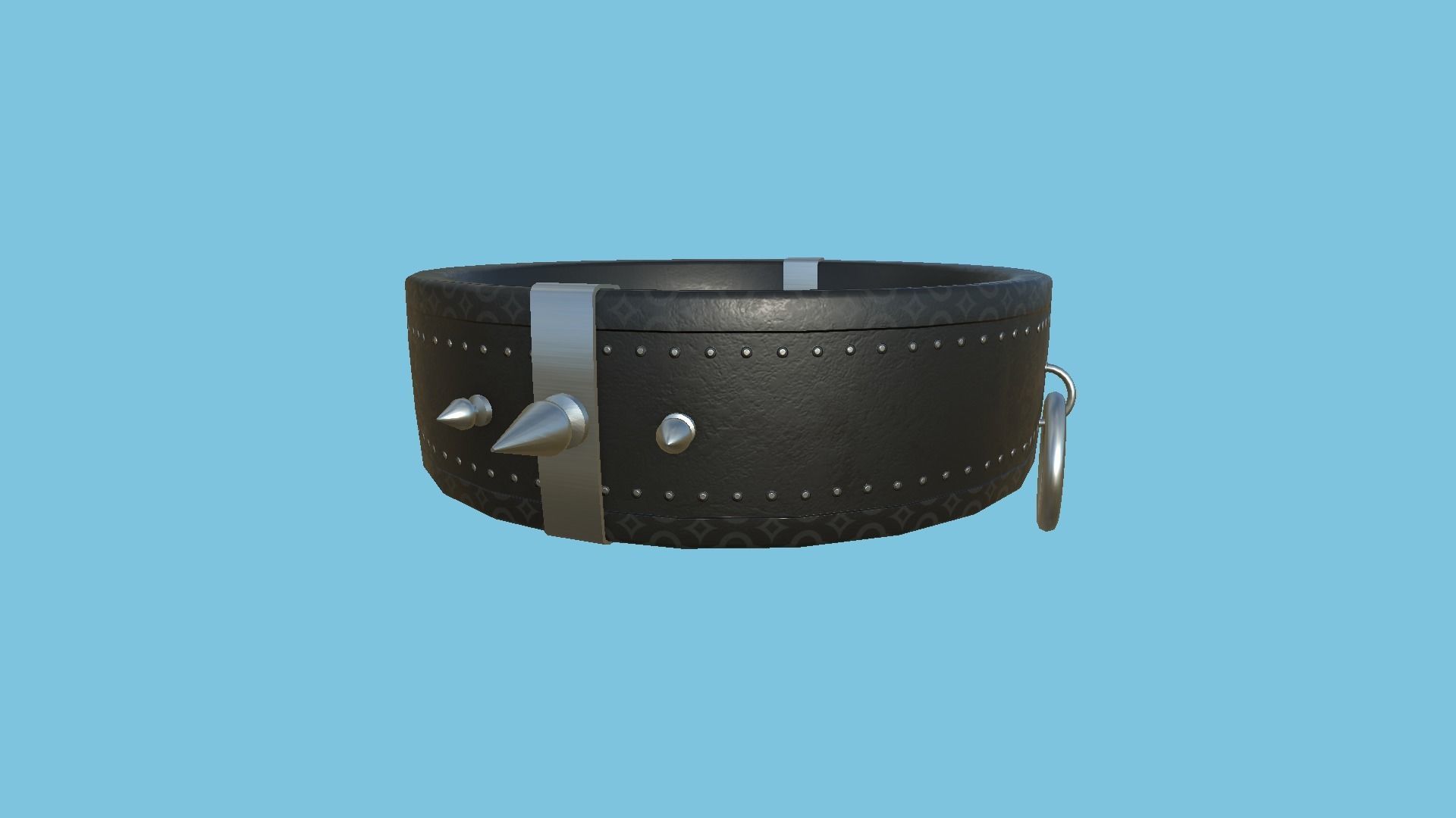 Gothic Choker Collar 01 Black Metal - Character Design Fashion Low-poly 3D model_3