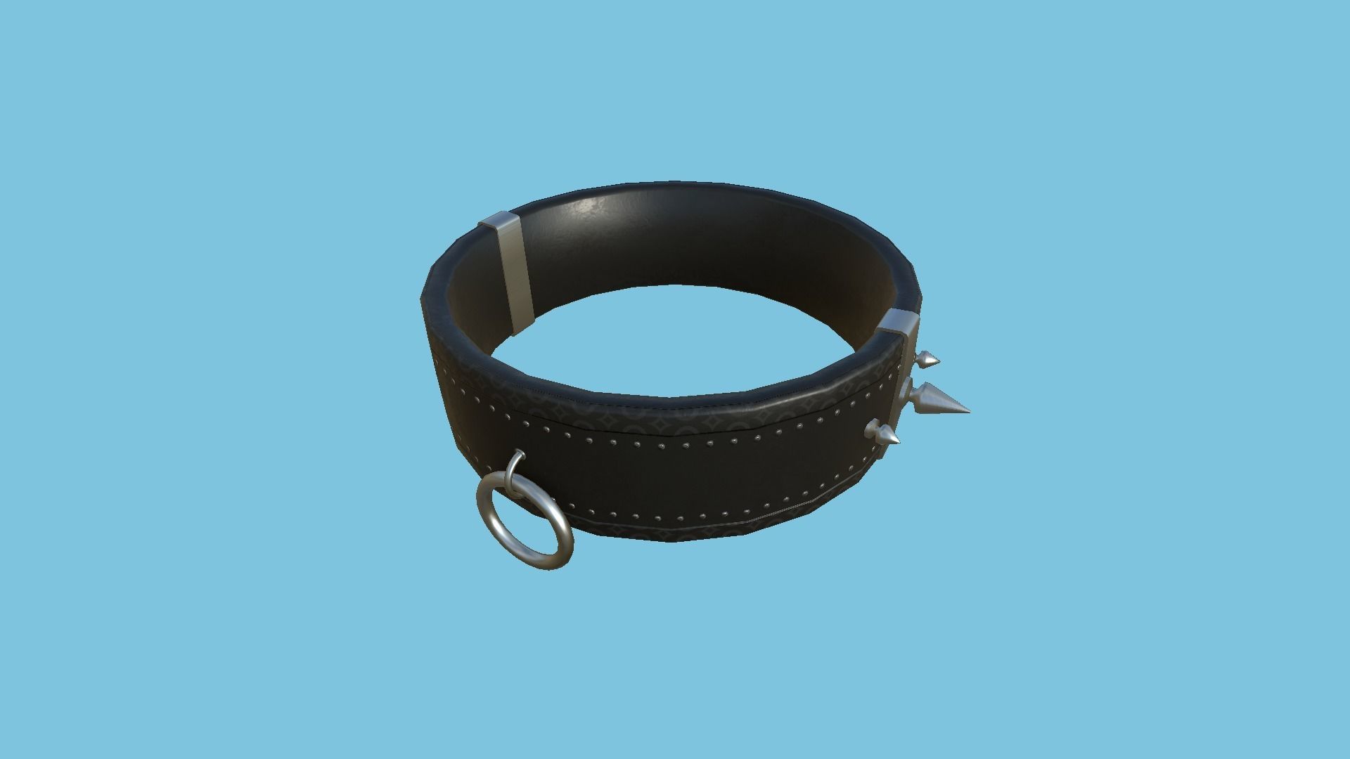 Gothic Choker Collar 01 Black Metal - Character Design Fashion Low-poly 3D model_1