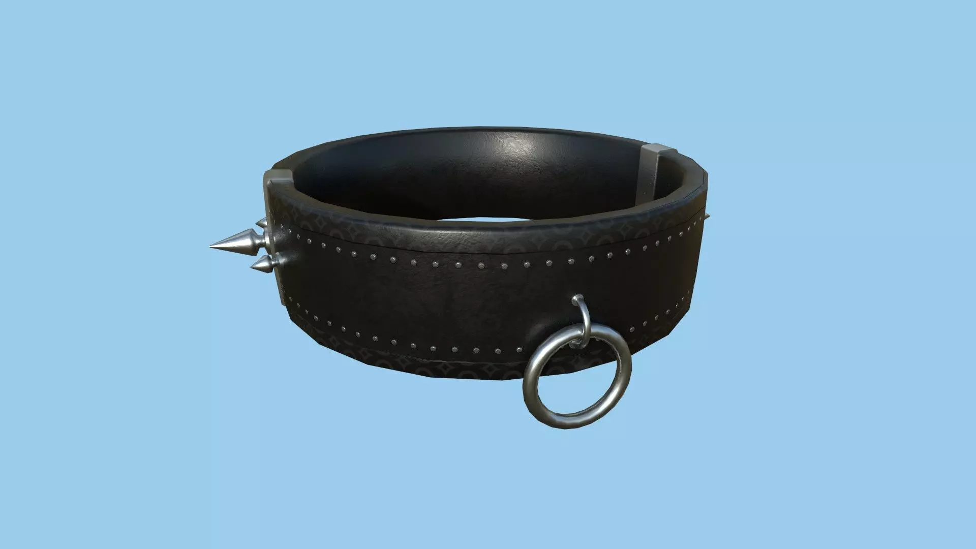 Gothic Choker Collar 01 Black Metal - Character Design Fashion Low-poly 3D model_0