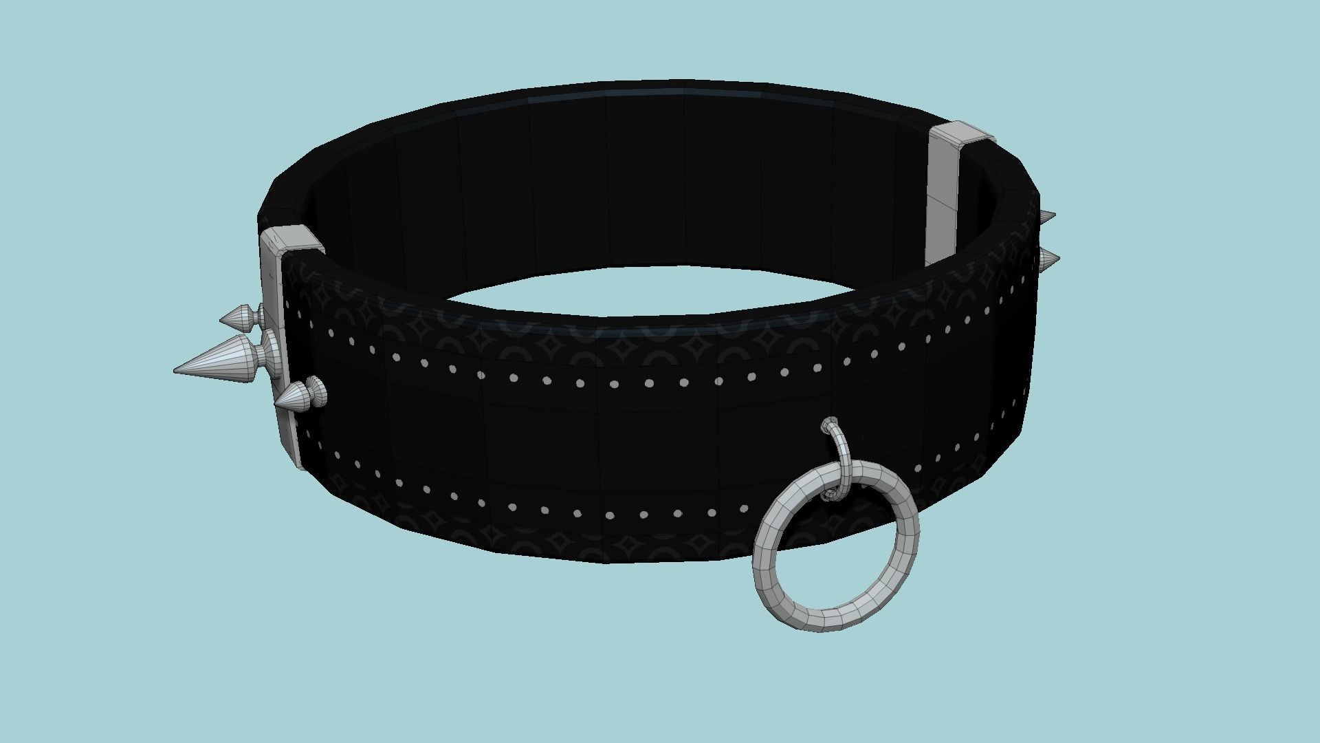 Gothic Choker Collar 01 Black Metal - Character Design Fashion Low-poly 3D model_7