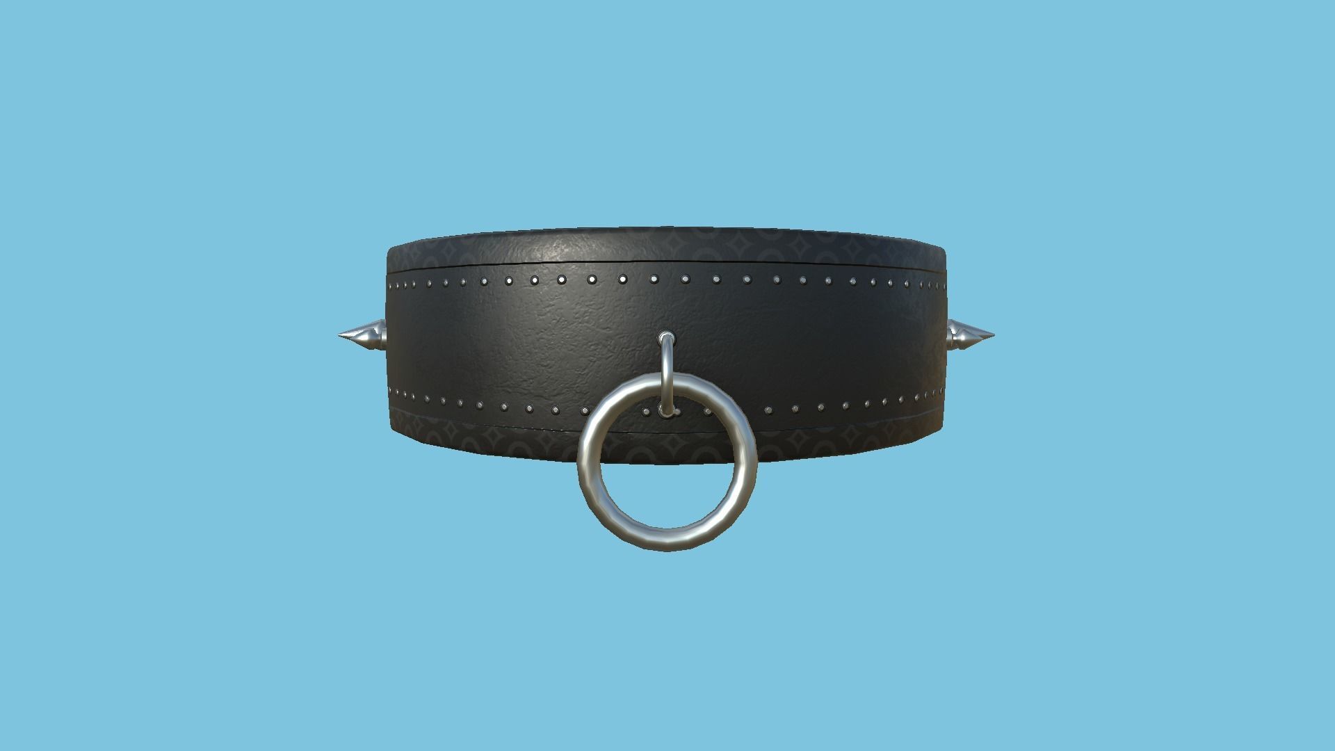 Gothic Choker Collar 01 Black Metal - Character Design Fashion Low-poly 3D model_4