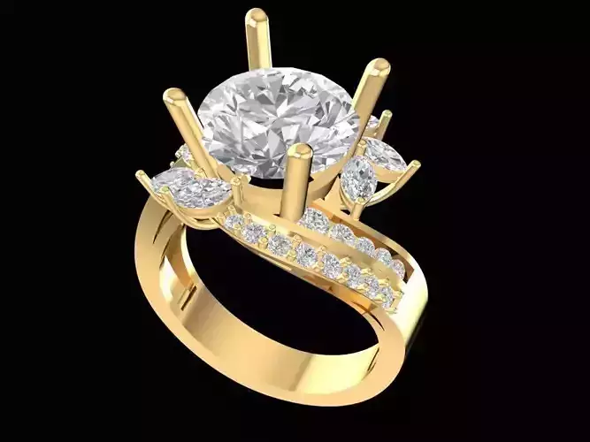 Elegant Split Shank Engagement Ring with Round Center Stone  696
