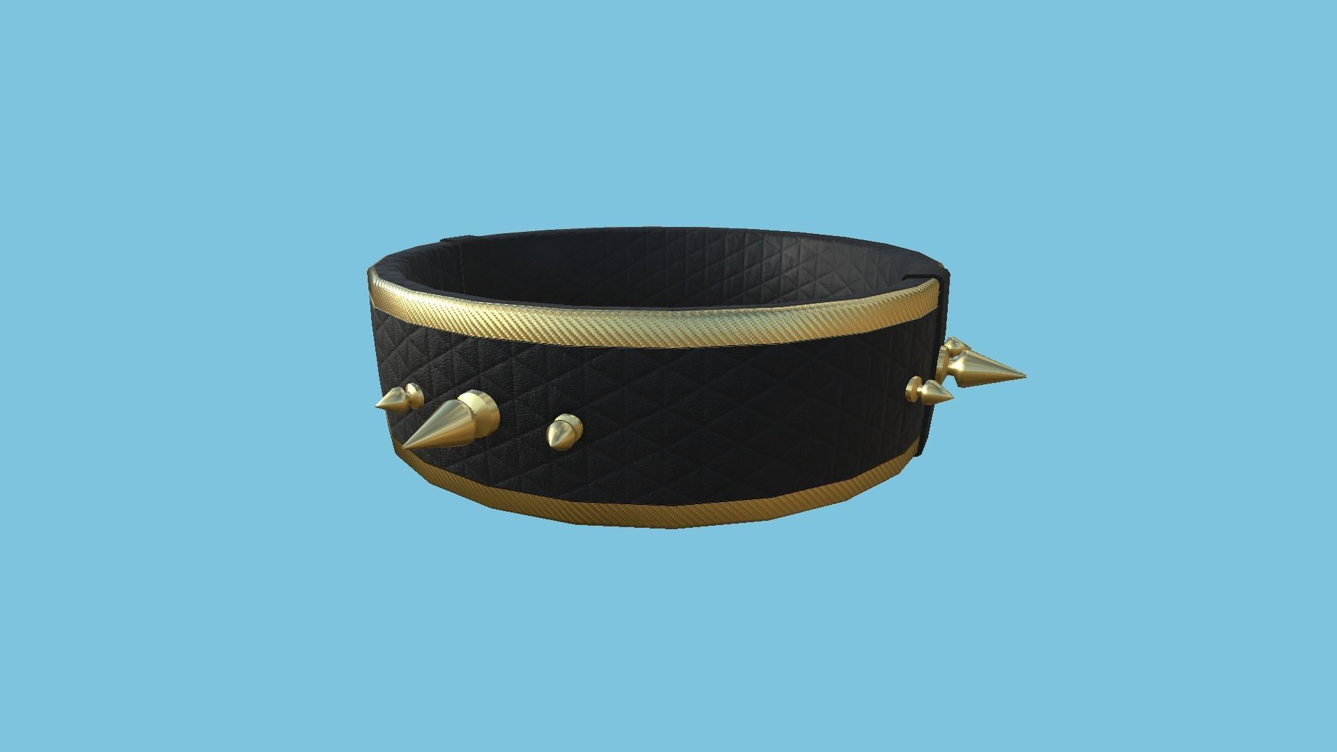 Gothic Choker Collar 03 - Black Gold - Character Design Fashion Low-poly 3D model_1