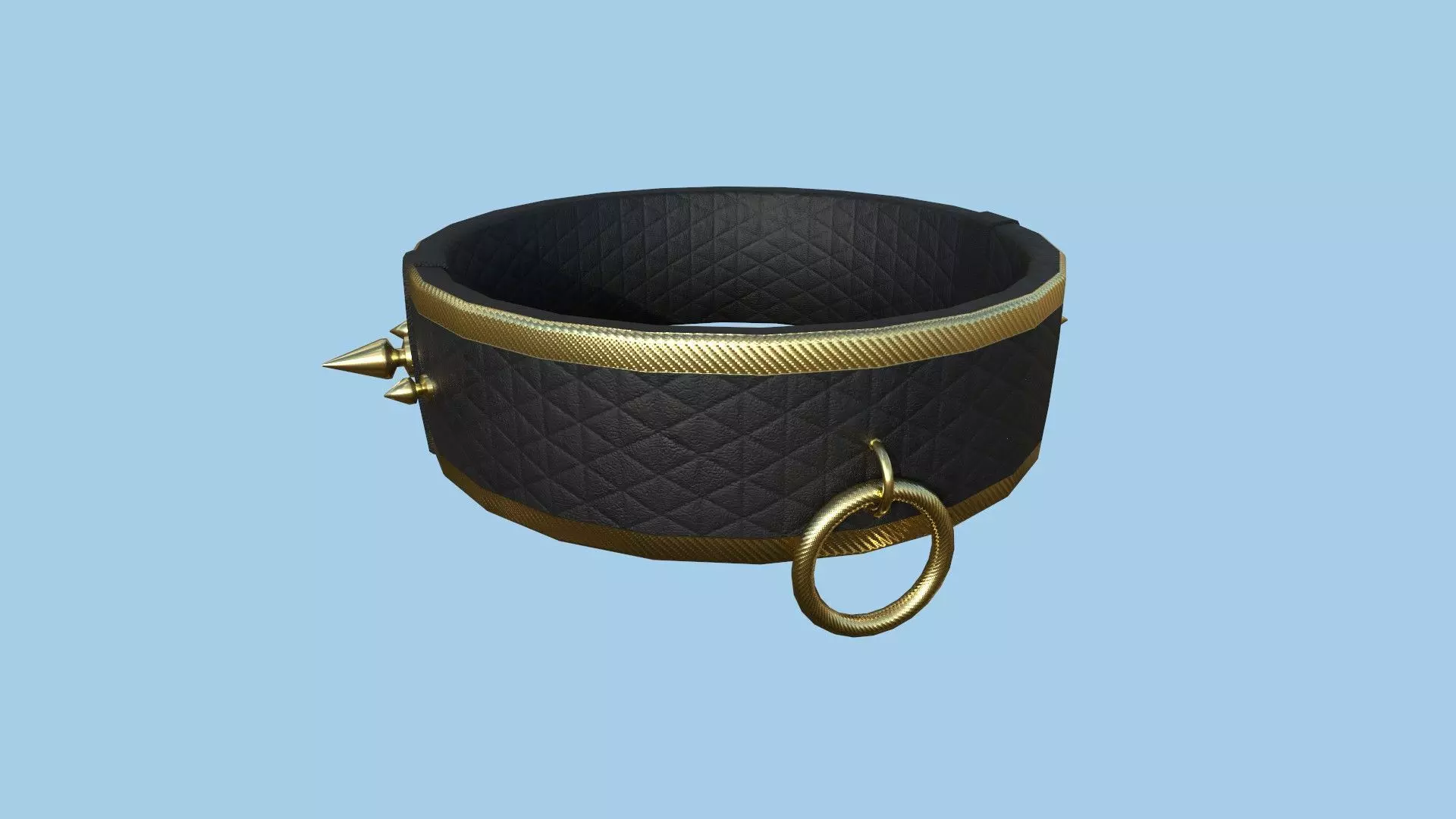 Gothic Choker Collar 03 - Black Gold - Character Design Fashion Low-poly 3D model_0