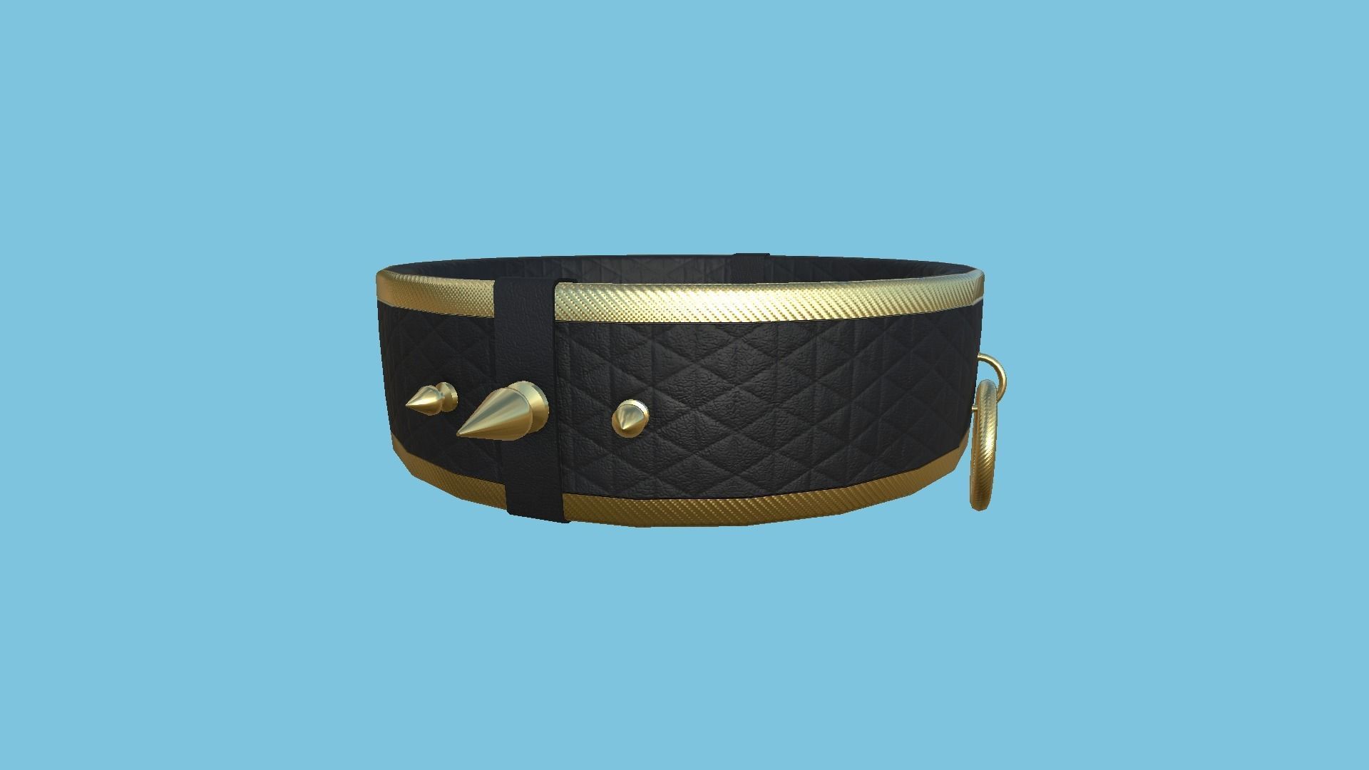 Gothic Choker Collar 03 - Black Gold - Character Design Fashion Low-poly 3D model_4