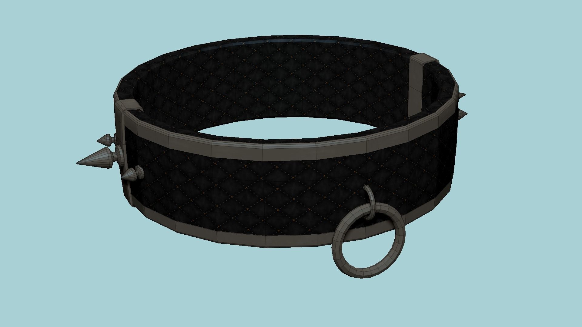 Gothic Choker Collar 06 Black Cobalt - Character Design Fashion Low-poly 3D model_6