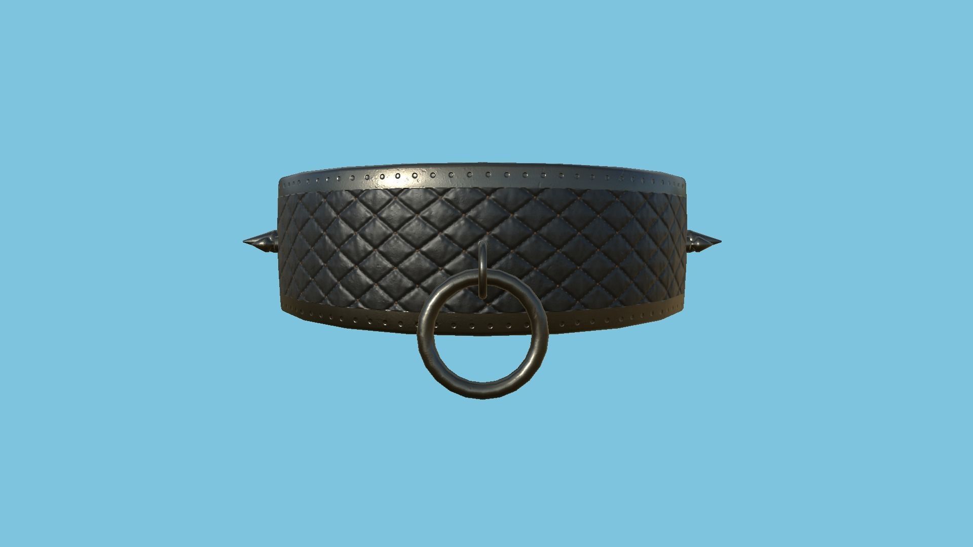 Gothic Choker Collar 06 Black Cobalt - Character Design Fashion Low-poly 3D model_1