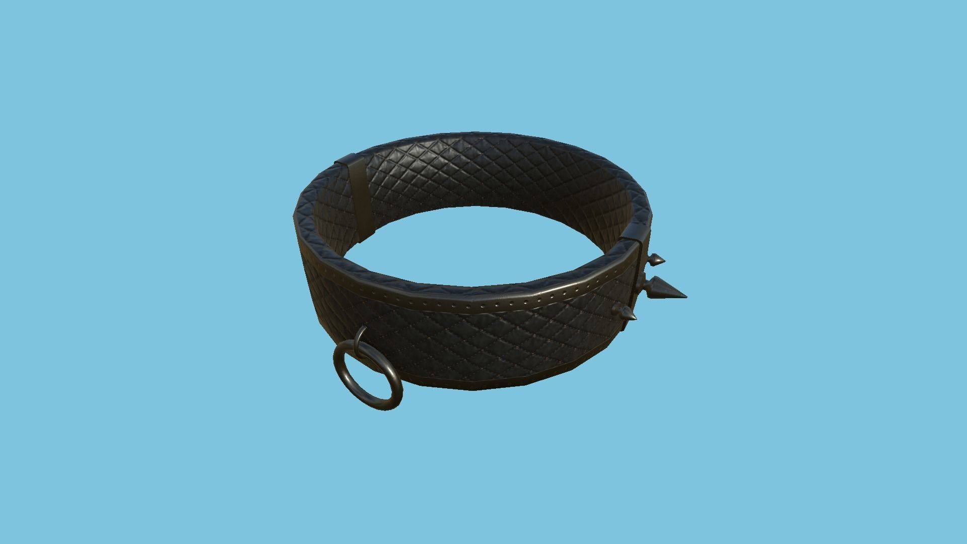 Gothic Choker Collar 06 Black Cobalt - Character Design Fashion Low-poly 3D model_4