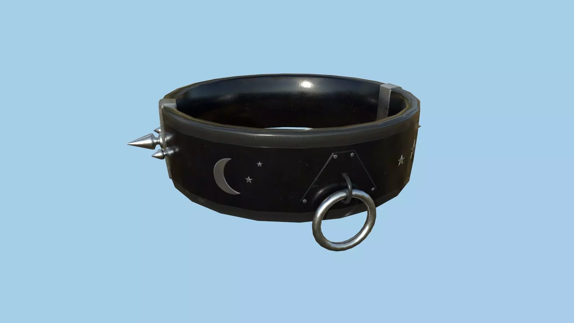 Gothic Choker Collar 07 Black Moon - Character Design Fashion Low-poly 3D model_0