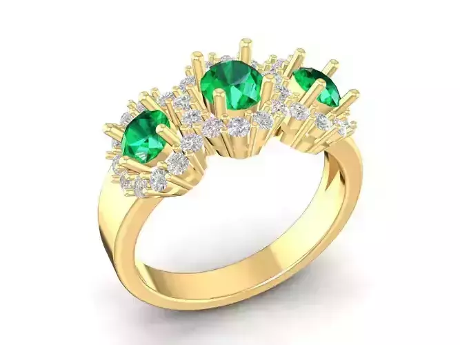 Elegant Three Stone Diamond Ring for Women 3D Model 699