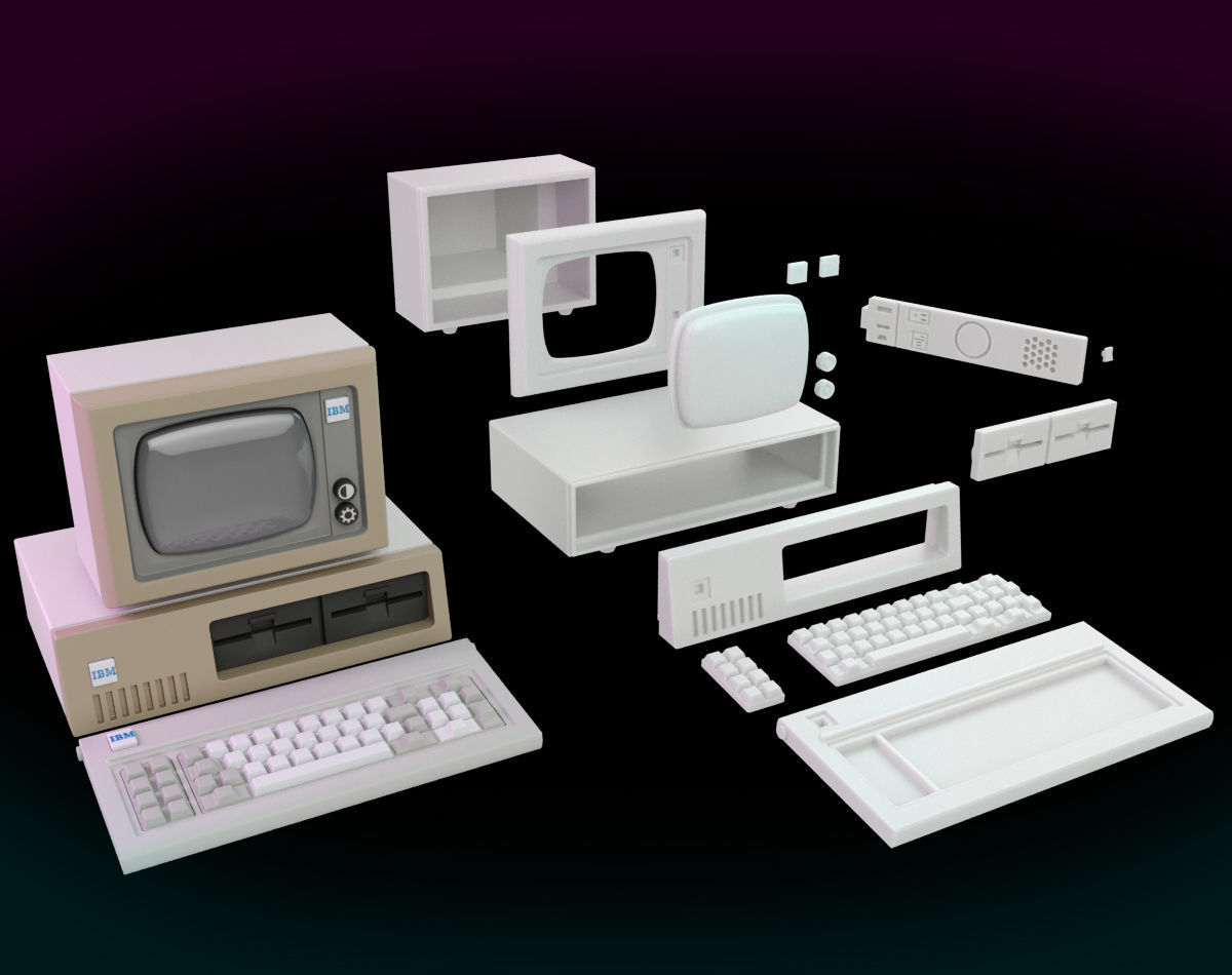 Vintage IBM PC XT Style Miniature 3D print model_29