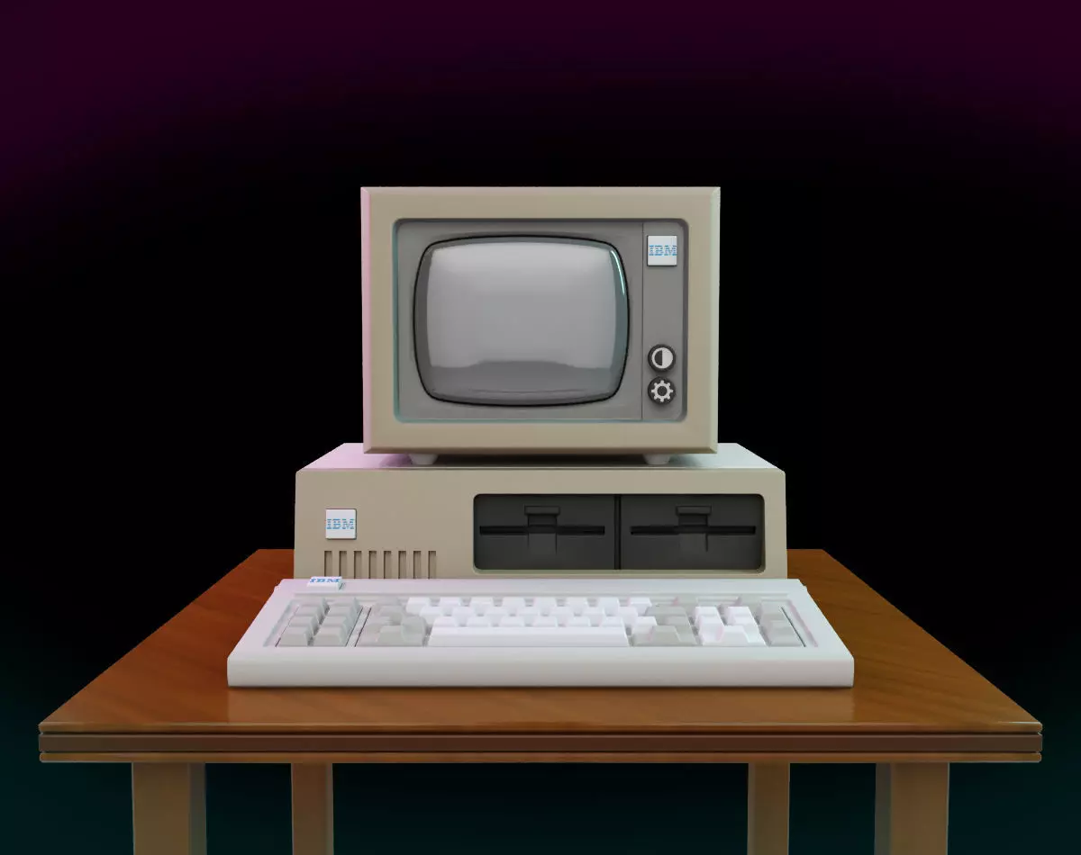 Vintage IBM PC XT Style Miniature 3D print model_0