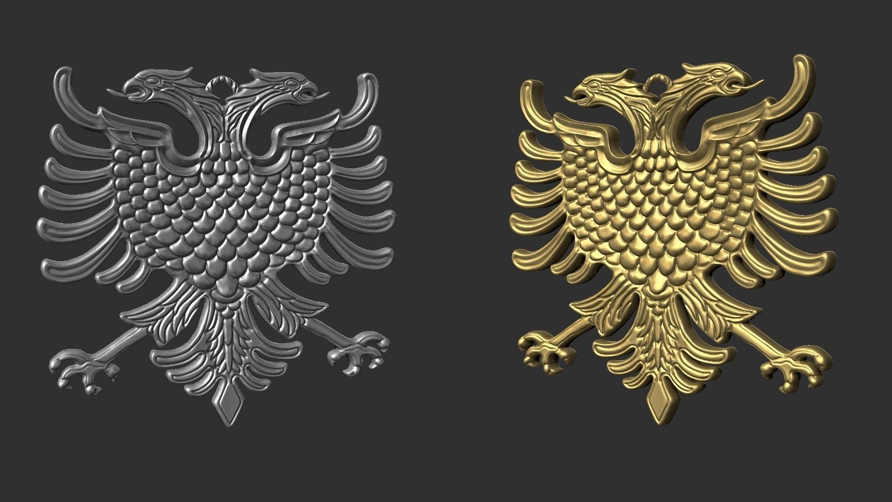 Albanian eagle pendent 3D print model_7