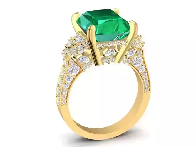 Luxury Emerald Cut Green Gemstone Ring for Women 705