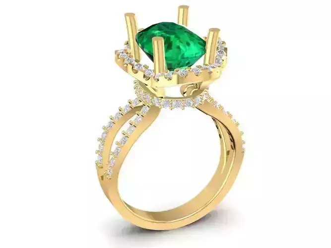 Luxury Emerald Cut Gemstone Engagement Ring for Women  706