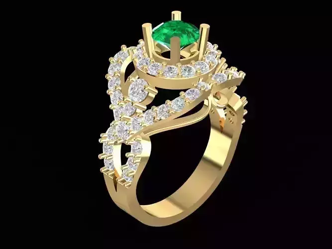 Luxury Emerald Halo Diamond Ring for Women 708