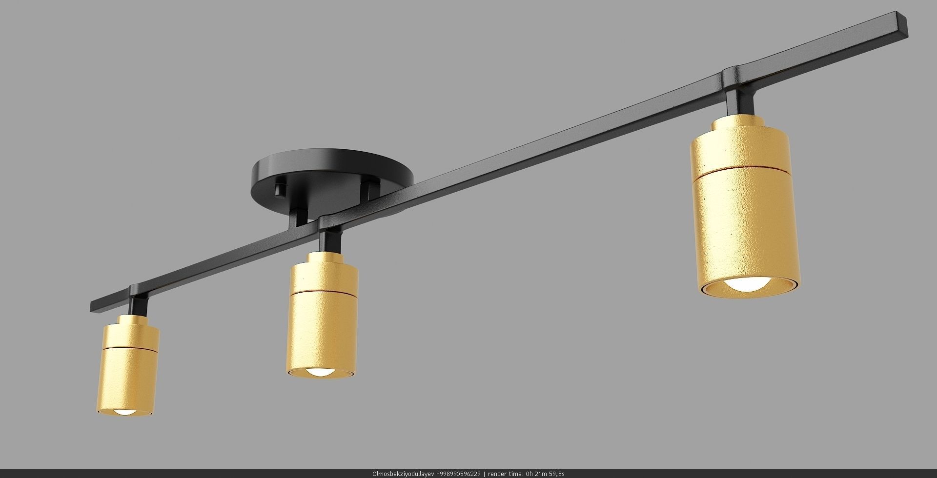 VidaLite LED Track Fixture 7W Three Bulb 3D model_3