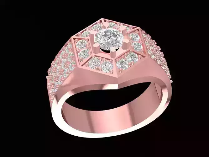 Modern Square Top Men Ring with Side Stones  710