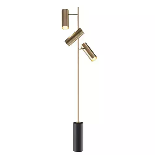 Floor lamp with three cylindrical swivel shades and marble base 3D model
