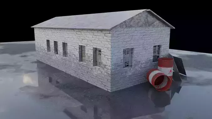 house with barrel
