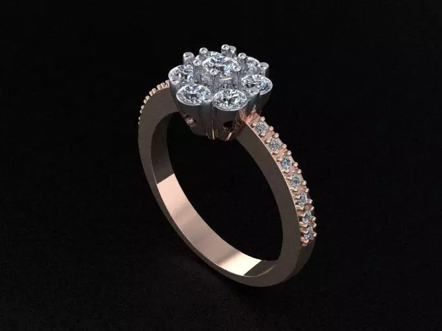 Engagement ring with gems CNC model or 3D print model