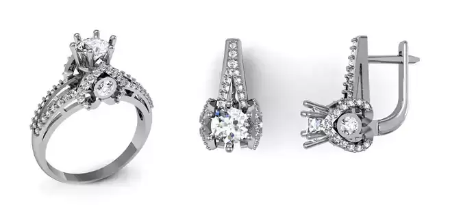 Set Ring and earring ready for 3d print