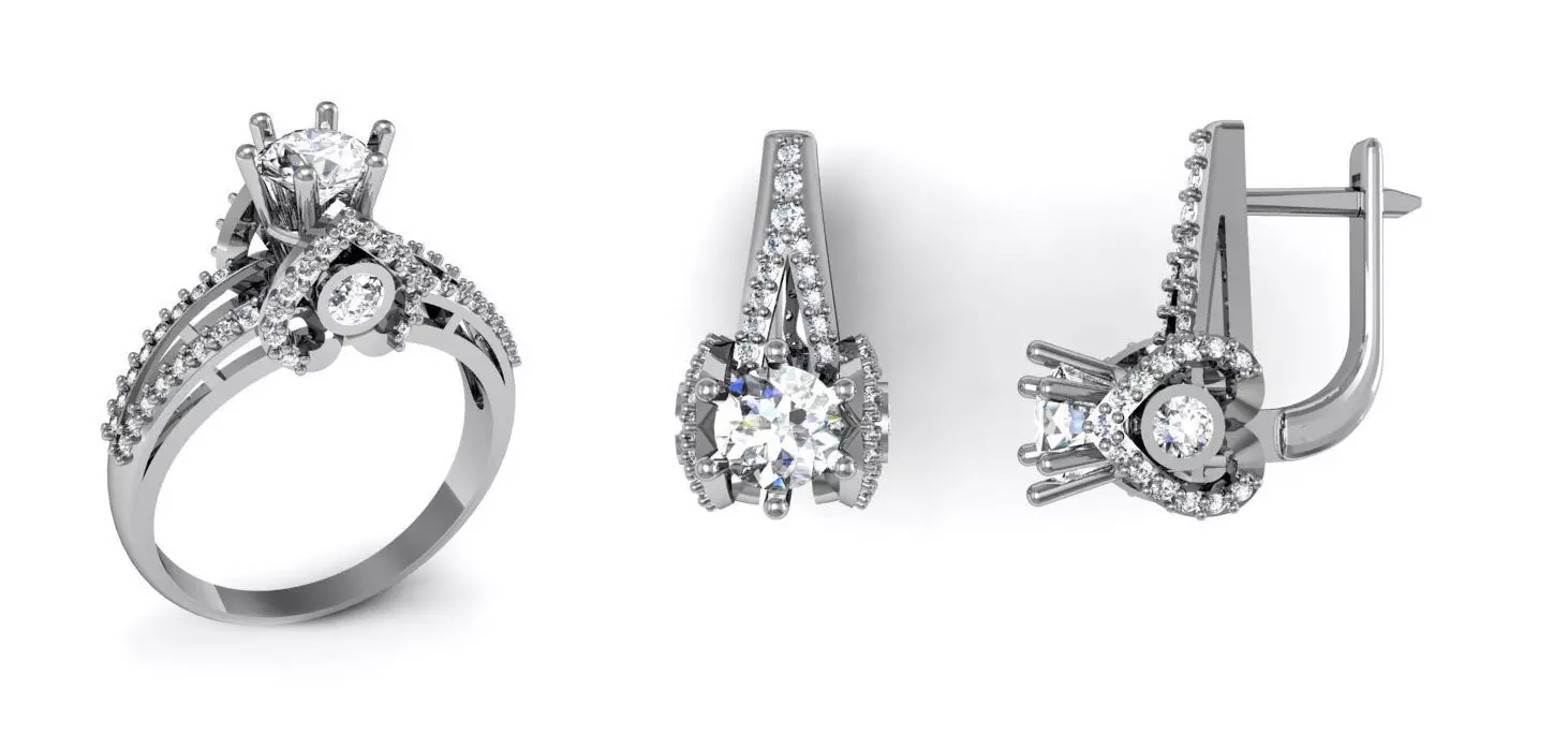 Set Ring and earring ready for 3d print 3D print model_0