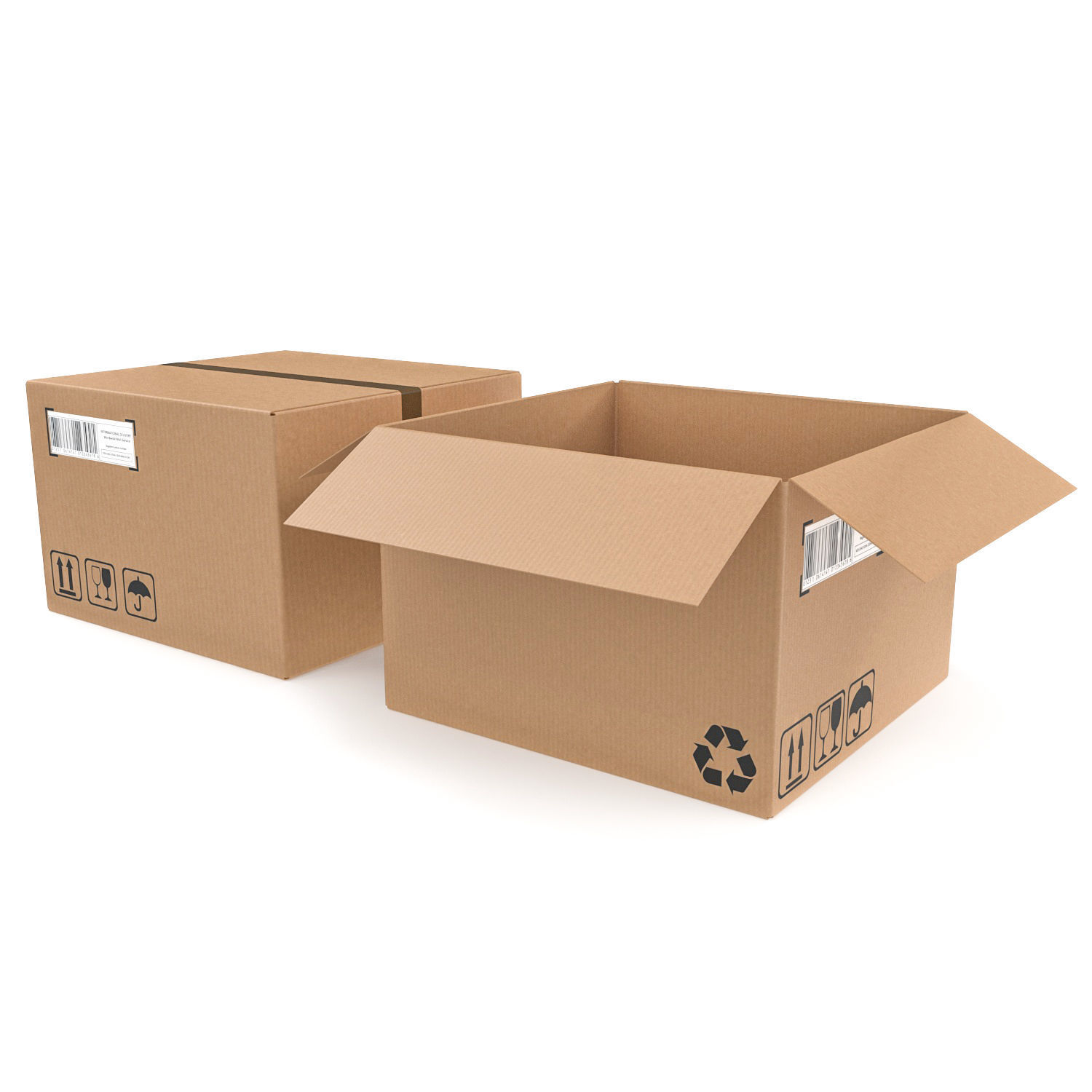 Cardboard boxes 03 3D Model Collection_1