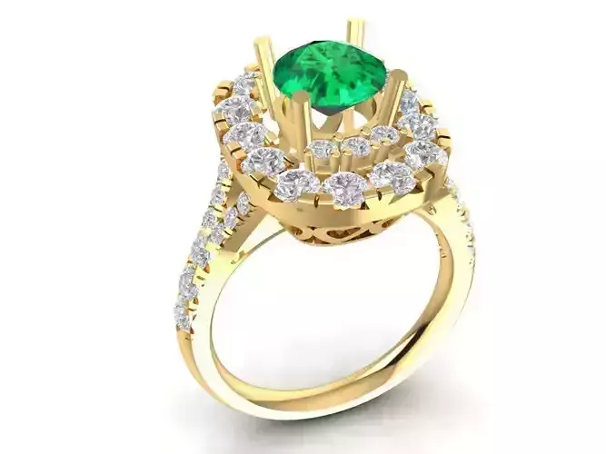 Luxury Halo Cathedral Gemstone Diamond Engagement Ring for   713