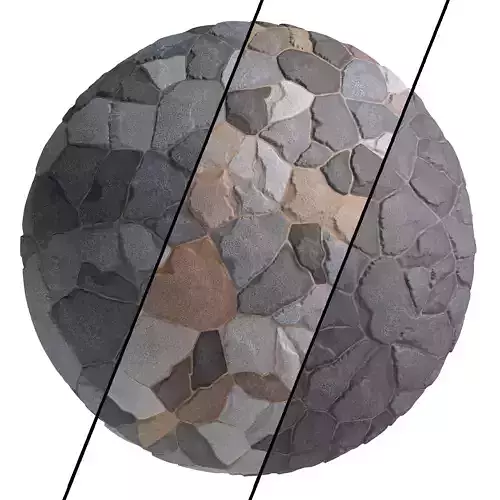 Ston Wall Material 3- By 3 color Pbr By Sbsar 4k